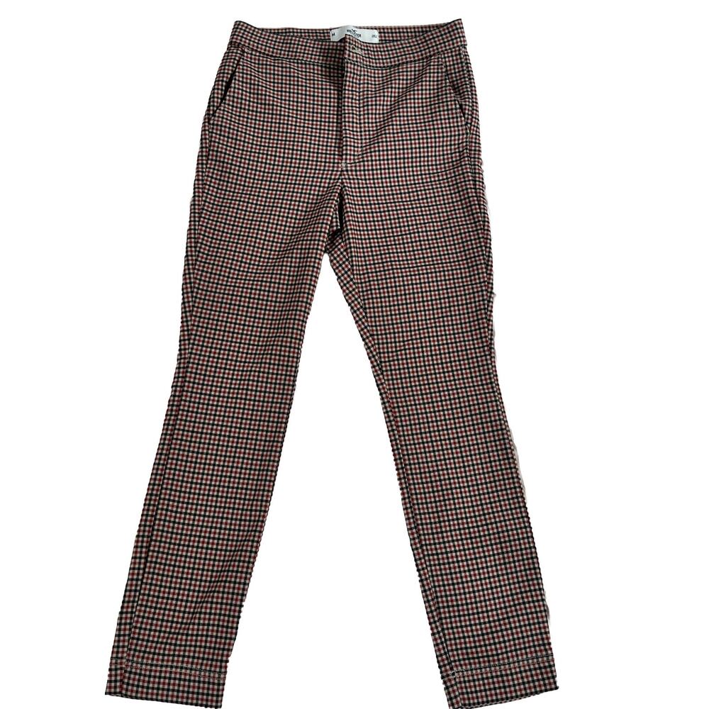 Hollister Ultra High Rise Skinny Pants Red Black Plaid Sz Medium Stretchy